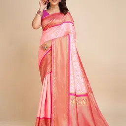 AMRUTKALA SAREES Woven Design Zari Silk Blend Banarasi Saree-image-65