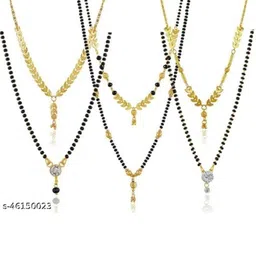 COLOUR OUR DREAMS Pack of 6 Gold-Plated Artificial Stones and Beads Mangalsutra-image-119