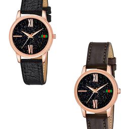 Gopal Shopcart Women Pack of 2 Embellished Dial Analogue Watch C25RG Roman BLK BRO L-image-80