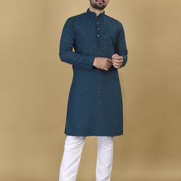 WELL TEX Men Woven Design Embroidered Festive Straight Kurta-picture-38