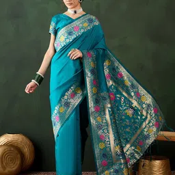 Sangria Woven Design Banarasi Saree With Blouse Piece-image-90
