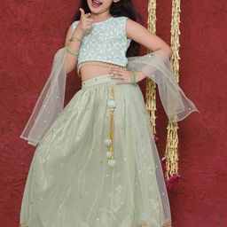 Aj DEZInES Girls Embroidered Thread Work Ready to Wear Lehenga & Blouse With Dupatta-picture-33