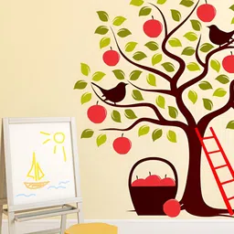 LANSTICK Green & Brown Tree With Birds Printed Self-Adhesive WallStickers-image-79