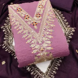 Mitera Embroidered Art Silk Unstitched Dress Material-image-60