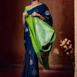 SWEETPEL Floral Woven Design Zari Jacquard Silk Banarasi Saree-picture-14