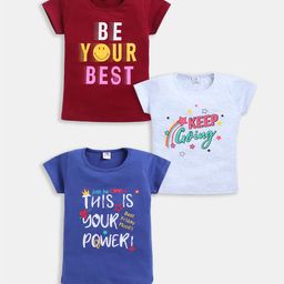 Here&Now X Game Begins Girls Pack of 3 Printed T-shirt-picture-20
