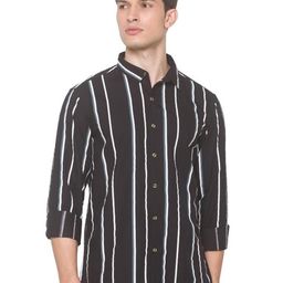 SNX Men Tailored Fit Opaque Striped Casual Shirt-image-99