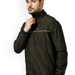 Zeel Men Geometric Windcheater Crop Bomber Jacket image 3