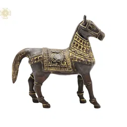 Exotic India Black Brass & Gold Toned Decorated Horse Figurine Showpiece-image-44
