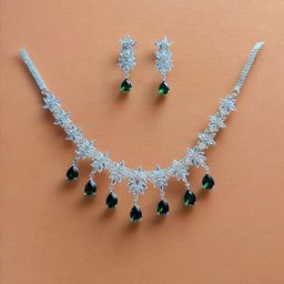 Emerald Green Premium Stone Studded Necklace Set-49