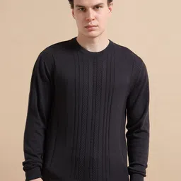 THINC Men Chevron Pattern Knit Knit Pullover Cotton Sweater-8