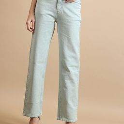 Glossia Women Comfort Straight Fit High-Rise Light Fade Acid Wash Stretchable Jeans-image-78