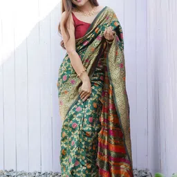 Aldwych Ethnic Motifs Woven Design Zari Banarasi Saree-image-7
