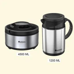 Stainless Steel Gift Set Pack of 2 DOLKI‐Kettle 1200ML + Leo Casserole 4500ML Pack of 2 Thermoware Casserole-image-10