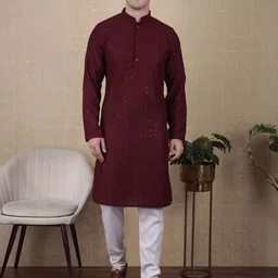 Koshin Men Embroidered Thread Work Cotton Kurta-picture-22