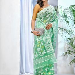 DESH BIDESH Floral Zari Pure Cotton Jamdani Saree-image-50