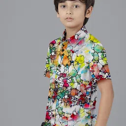 BAESD Boys Premium Spread Collar Abstract Printed Cotton Casual Shirt image 3