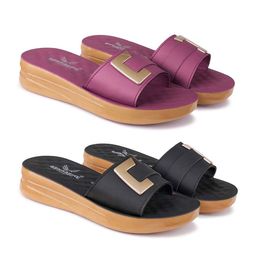 BERSACHE Set Of 2 Women Printed Open Toe Flats-57