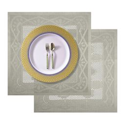 Kuber Industries Set Of 2 Cream-Coloured Cotton Square Plain Net Placemats image 4