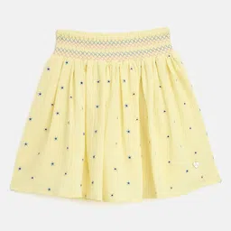 Blue Giraffe Infant Girls Embroidered Pure Cotton Mid Rise Smocked A-Line Skirt-image-9