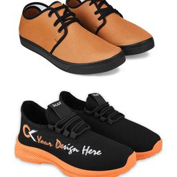 Spotwalk Men Set Of 2 Mid-Top Lace-Ups Running Shoes-image-82