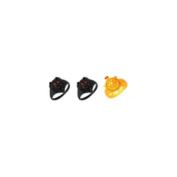 Dynamic Retail Global Set of 3 Ring for Men, Black-Yellow Alloy Ring ()-54