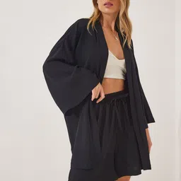 Happiness istanbul V Neck Shrug With Shorts Co-Ords-19