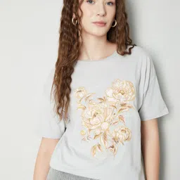 max Women Floral Printed Extended Sleeves Pockets T-shirt-picture-10