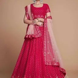 DIVASTRI Embroidered Thread Work Semi-Stitched Lehenga & Unstitched Choli With Dupatta-picture-1