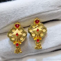 Anshenterpris Gold-Plated Cubic Zirconia Studded Contemporary Drop Earrings-63