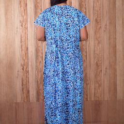 CLYMAA Blue Pure Cotton Maxi Printed Nightdress-image-13