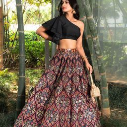 Rashika Sharma Printed Mirror Work Ready To Wear Lehenga Choli-21