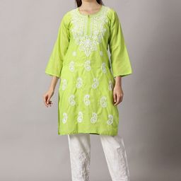 Fashionable Chikan Handikraft Women Paisley Embroidered Chikankari Kurta-picture-58