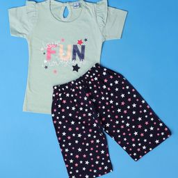 V-Mart Unisex Kids Printed T-shirt with Capris-picture-17