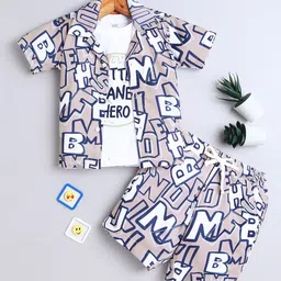Ministitch Printed Shirt T-Shirt With Shorts Clothing Set-22