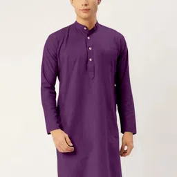 Men Solid Straight Kurta (Purple)-image-57