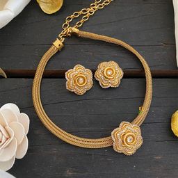 Rujve Jewellery Gold-Plated Artificial Stone Studded Jewellery Set-image-64