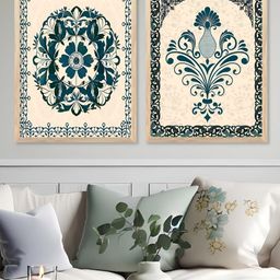 Kotart Cream-Coloured & Green 2 Piece Floral and Botanical Wooden Wall Arts-picture-32