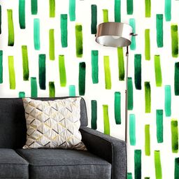 ArtzFolio Printed UV-Resistant Anti-Bacterial Green Watercolor Lines Peel & Stick Wallpaper-image-55