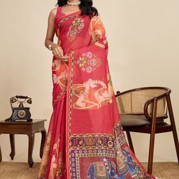 VS MALL Floral Printed Linen Blend Saree-picture-31