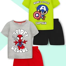 YK Marvel Boys Pack Of 2 Printed T-shirt With Shorts-image-18