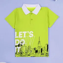 KiddoPanti Boys Graphic Printed Polo Collar Pure Cotton Regular Fit T-shirt-picture-22