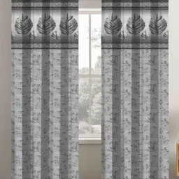 Aura White & Grey 2 Pieces Floral Printed Door Curtain-image-64