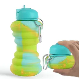 Aura Green & Blue Set of 2 Plastic Printed Smart Vacuum Water Bottle-14