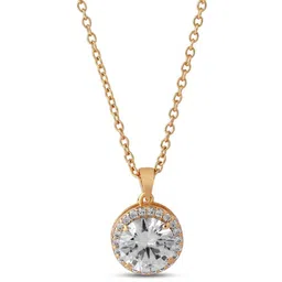 RAGABANDHA DESIGN STUDIO Gold Plated Minimal Chain With Cubic Zircon White Stone Pendant-image-95