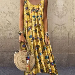 KPOP Women Floral Print A-Line Maxi Dress-image-28