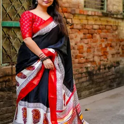 Sadika Striped Zari Silk Blend Handloom Banarasi Saree-picture-6