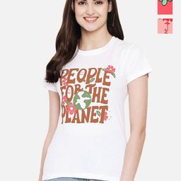 Dreambe Women Pack Of 3 Typography Printed Round Neck Cotton T-shirts-picture-49