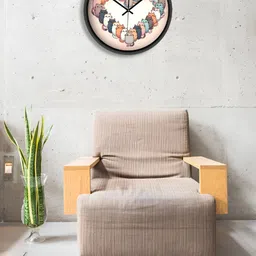 OLIVE TREE Black & Peach-Coloured Printed Contemporary Wall Clock-9