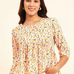 NEESH Floral Print Tie-Up Neck Puff Sleeve Top-picture-18